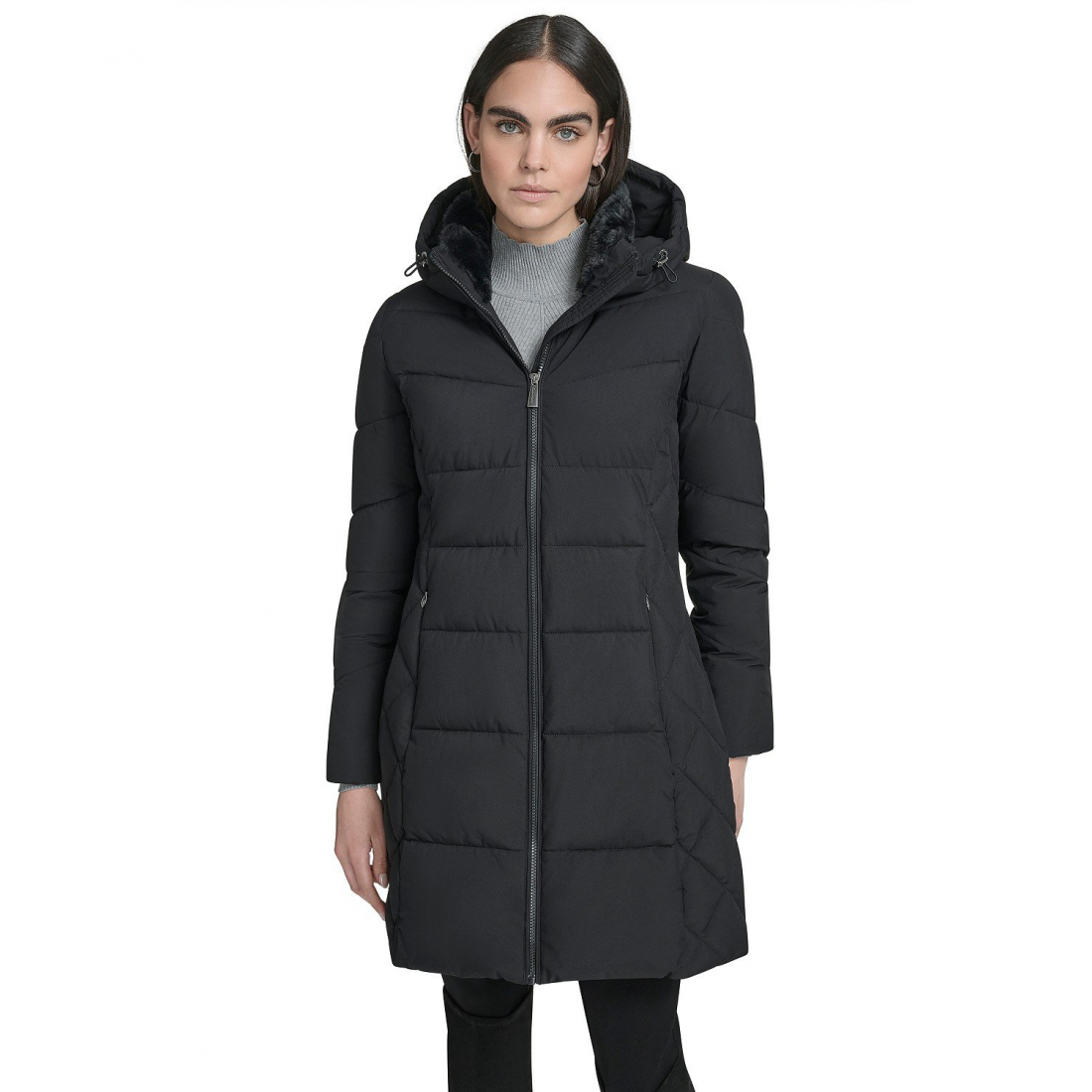 'Collar Hooded Puffer Coat' pour Femmes