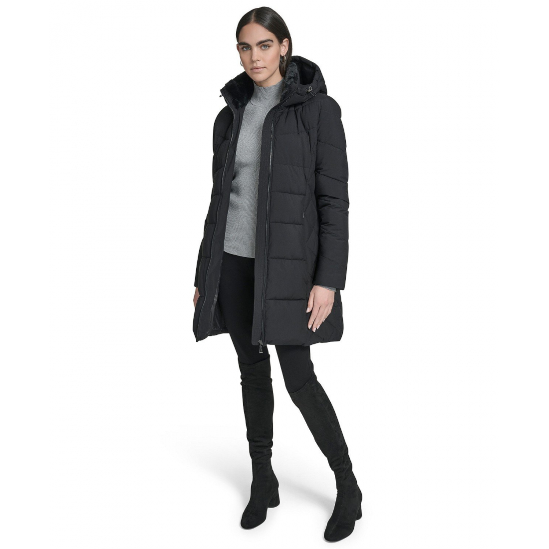 'Collar Hooded Puffer Coat' pour Femmes