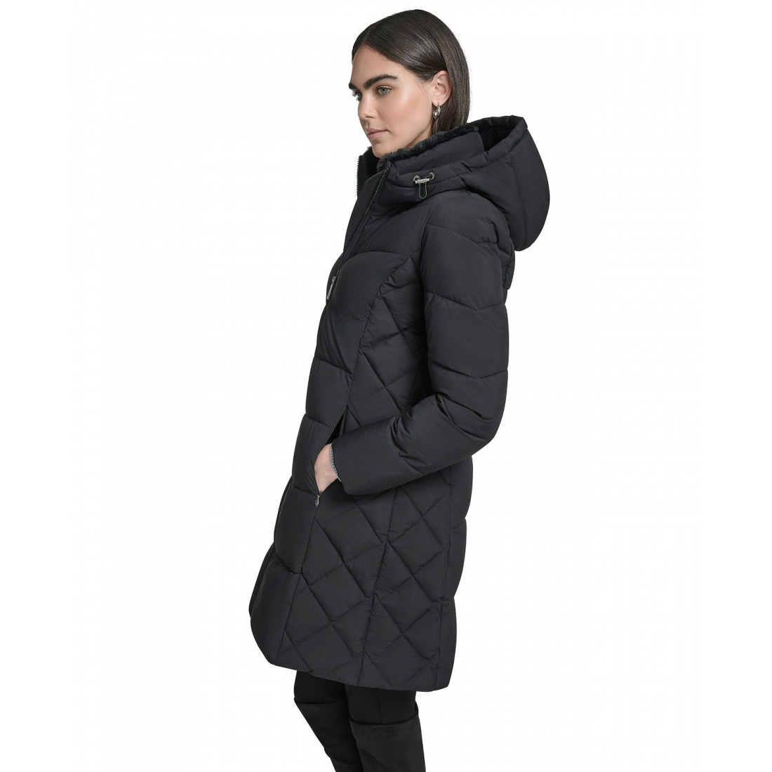 'Collar Hooded Puffer Coat' pour Femmes