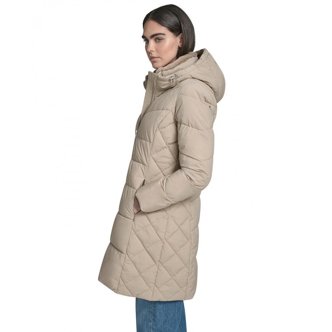 'Collar Hooded Puffer Coat' pour Femmes
