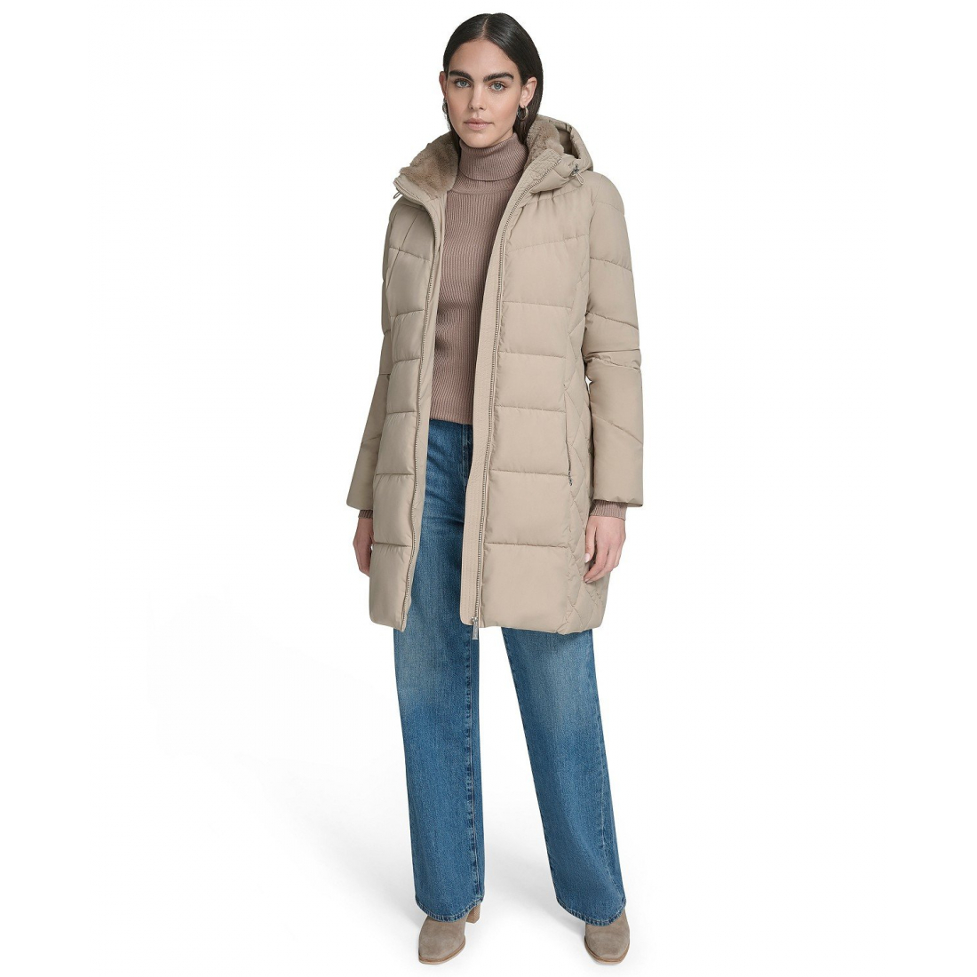 'Collar Hooded Puffer Coat' pour Femmes