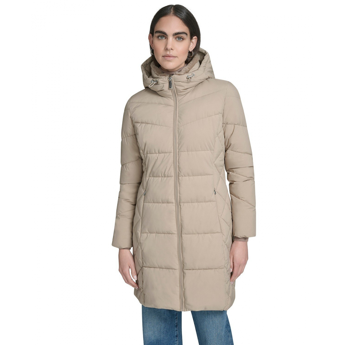'Collar Hooded Puffer Coat' pour Femmes