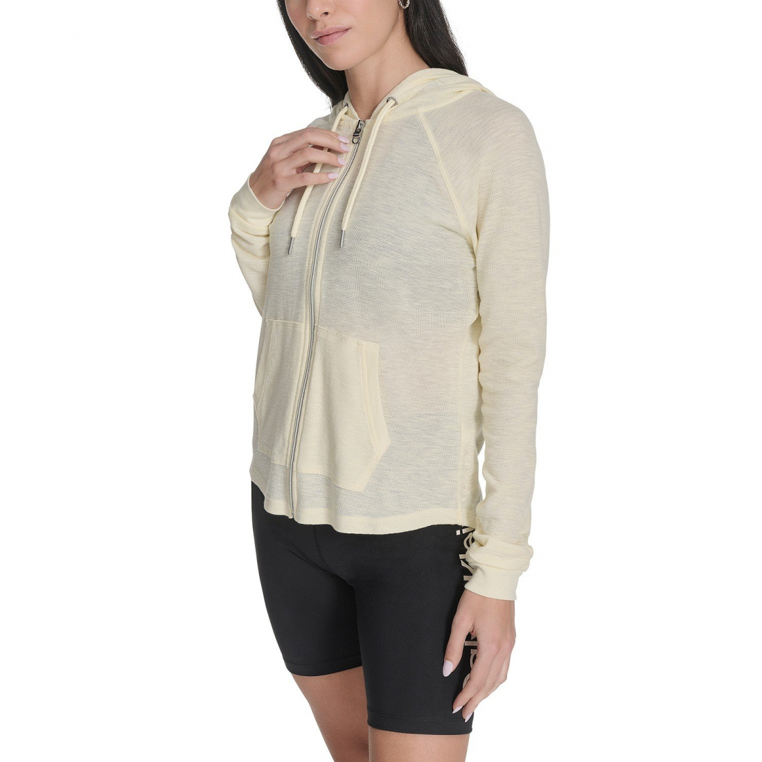 'Ruched-Sleeve Zip Hoodie' pour Femmes