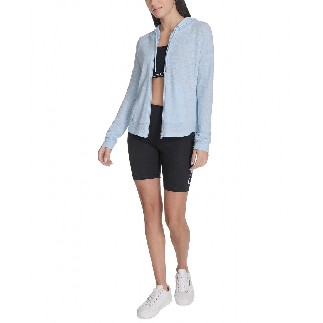 'Ruched-Sleeve Zip Hoodie' pour Femmes