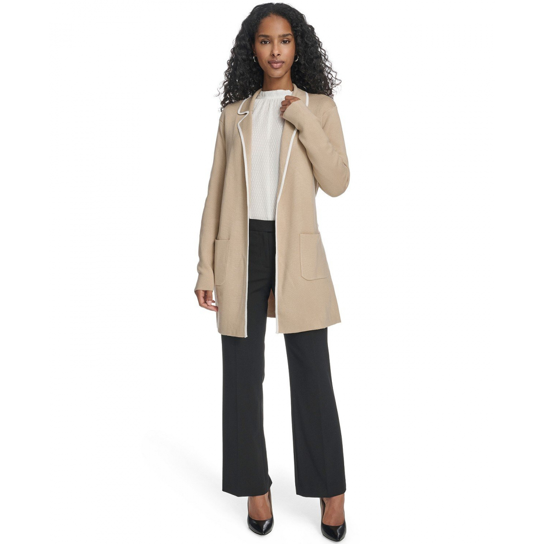 Women's 'Tie-Waist Contrast Collar Sweater'