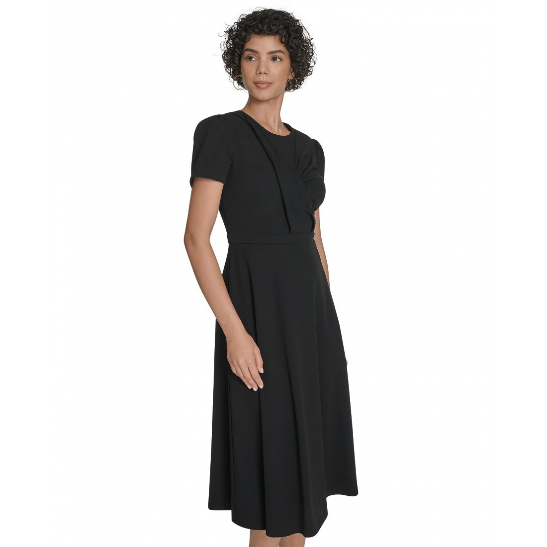 'Short Sleeve Ruched Midi Dress' pour Femmes