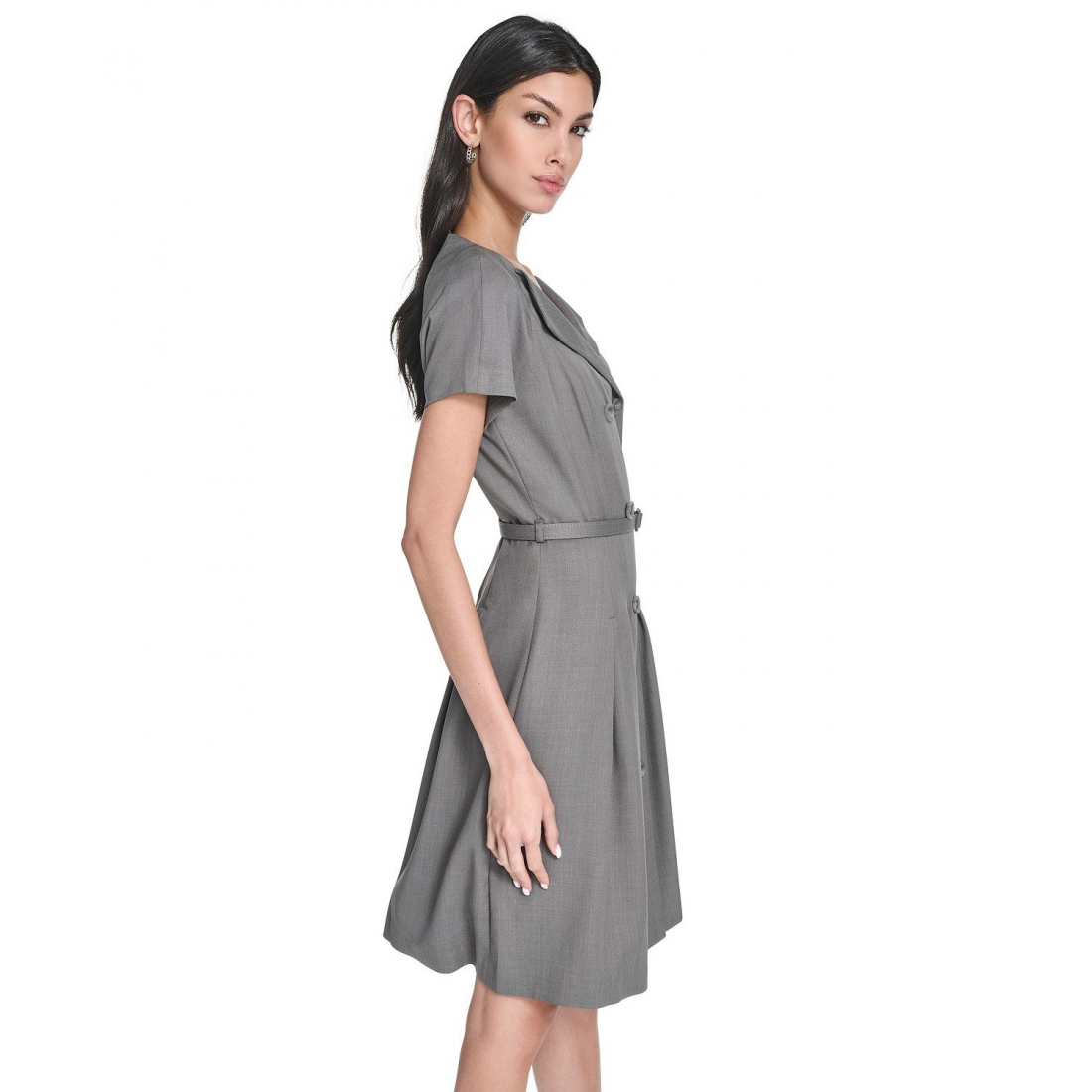 'Belted V-Neck Coat Dress' pour Femmes