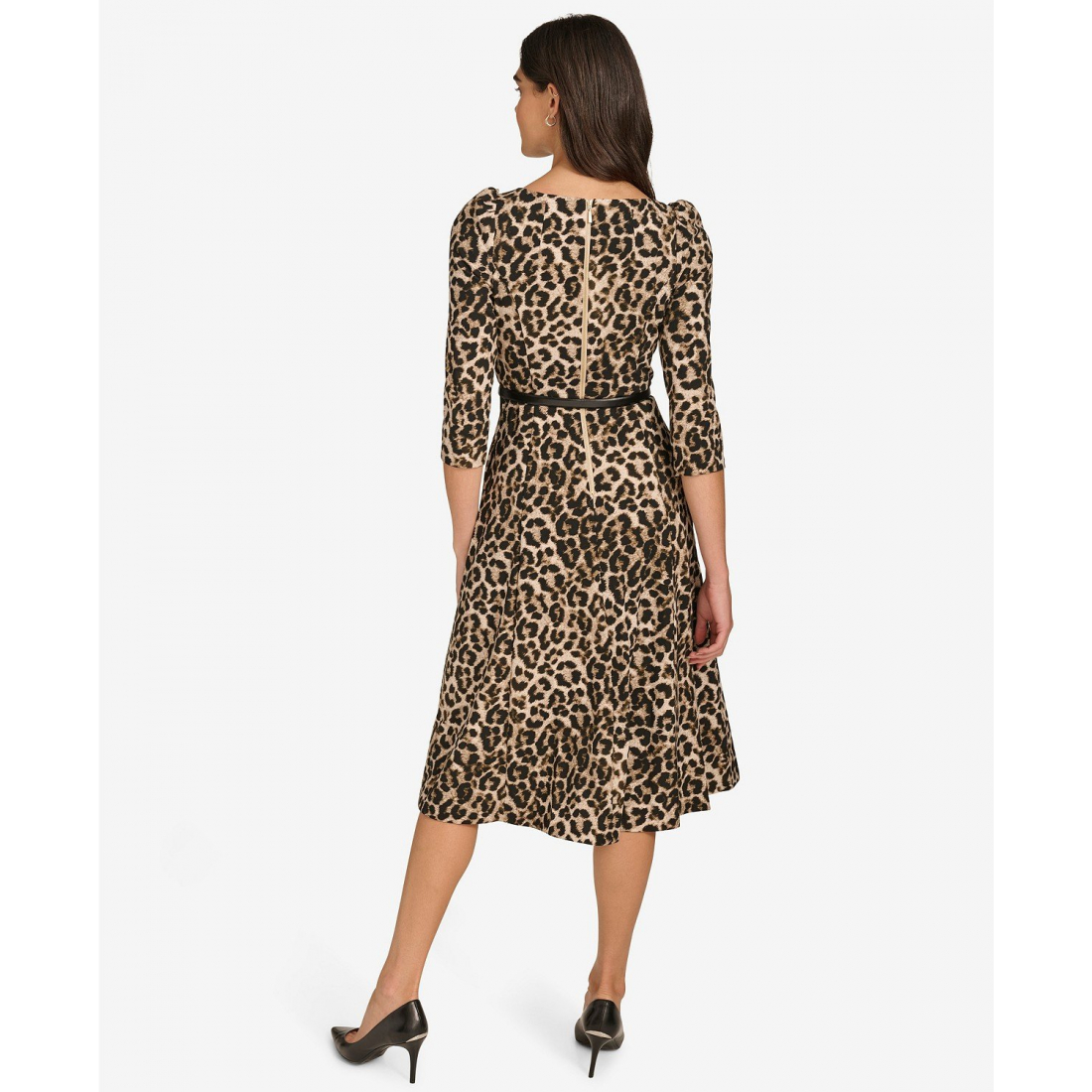 'Belted Animal Midi Dress' pour Femmes