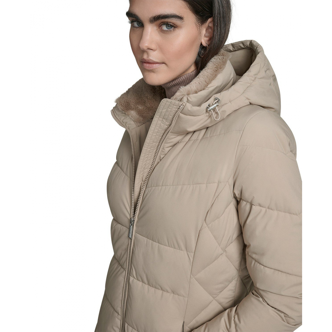 'Collar Hooded Puffer Coat' pour Femmes