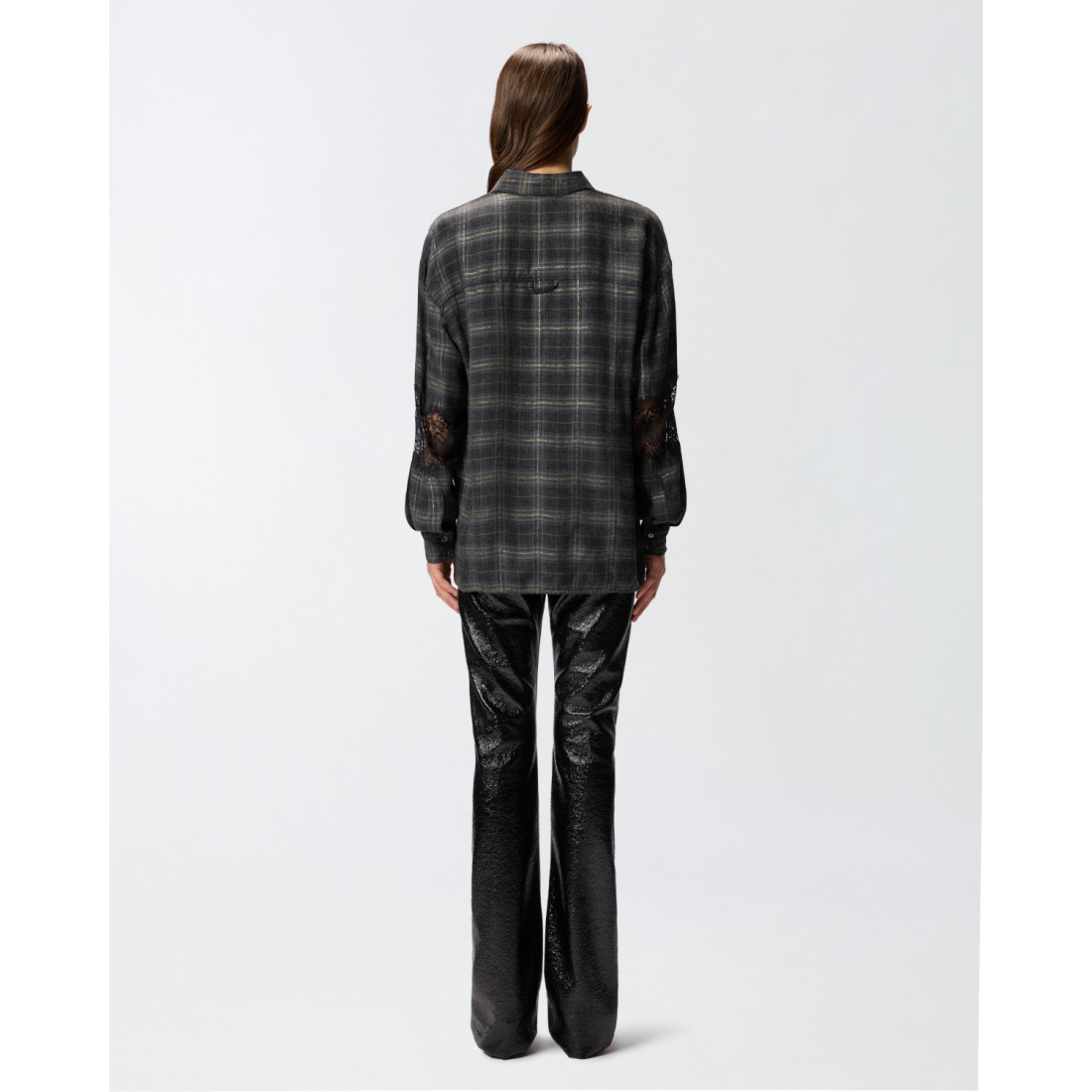 'Lace Check-Pattern' Hemd für Damen