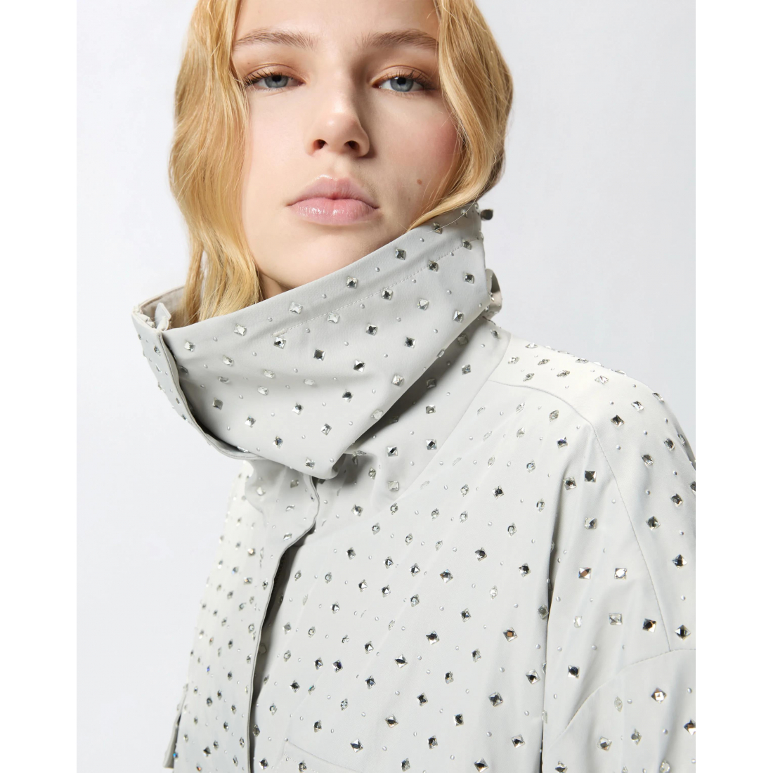 Manteau 'Crystal-Embellished High-Neck' pour Femmes