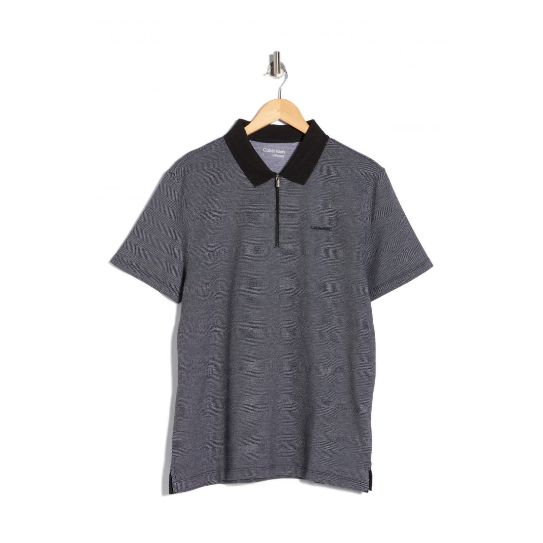 'Iconic Herringbone Cotton Zip Polo' pour Hommes