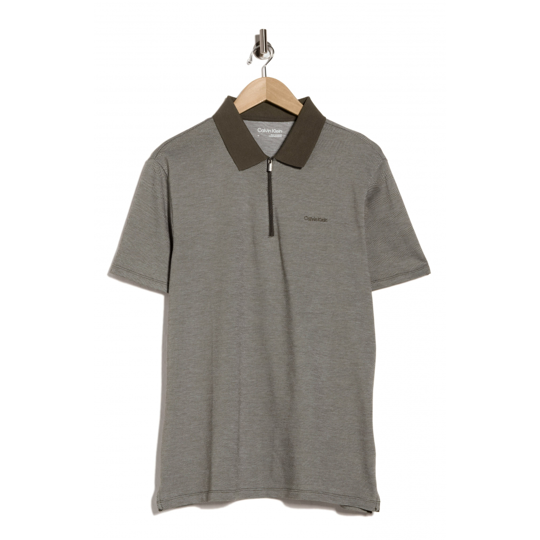 'Iconic Herringbone Cotton Zip Polo' pour Hommes