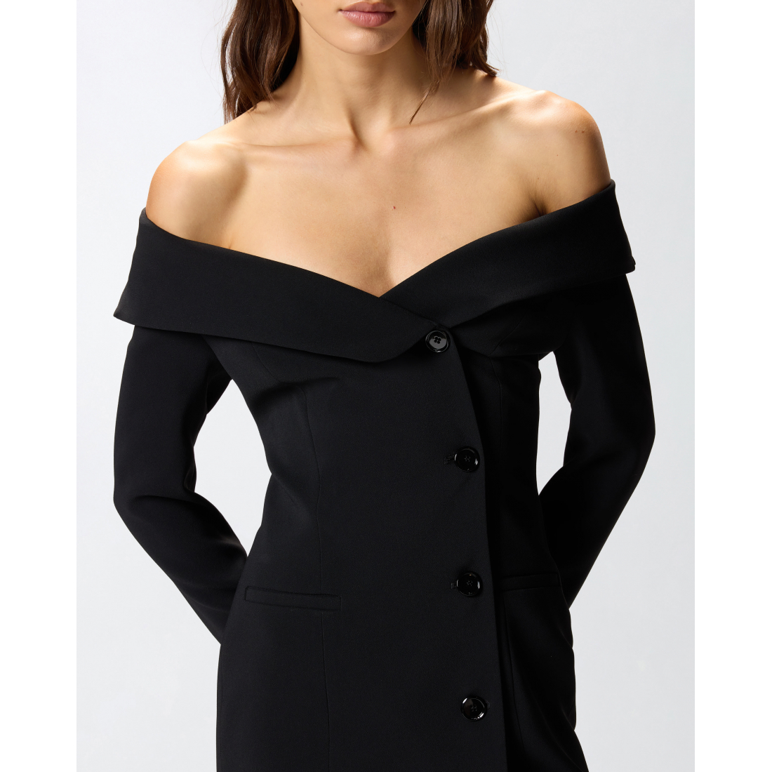 'Off-Shoulder Buttoned' Schulterfreies Kleid für Damen