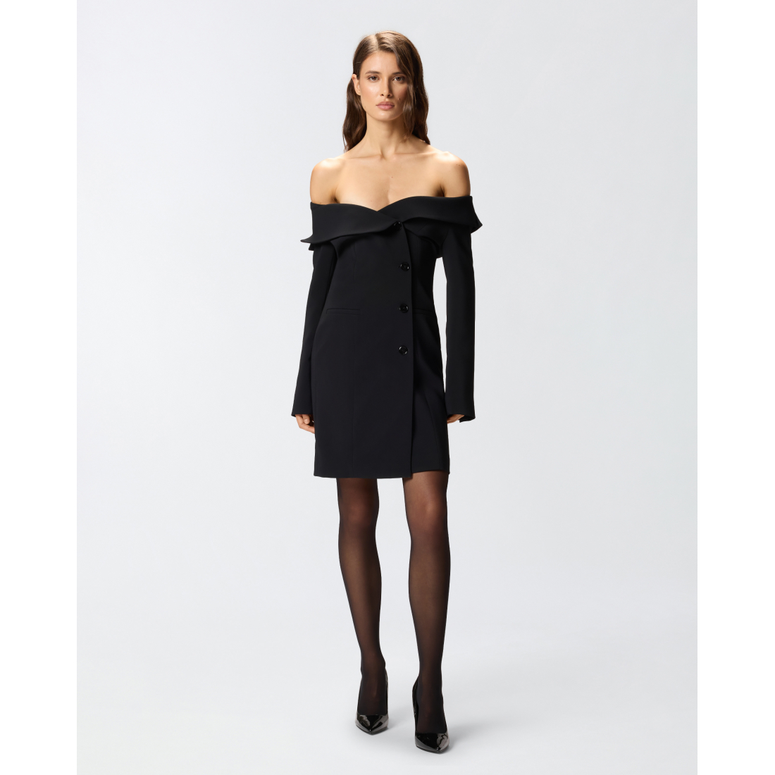 'Off-Shoulder Buttoned' Schulterfreies Kleid für Damen