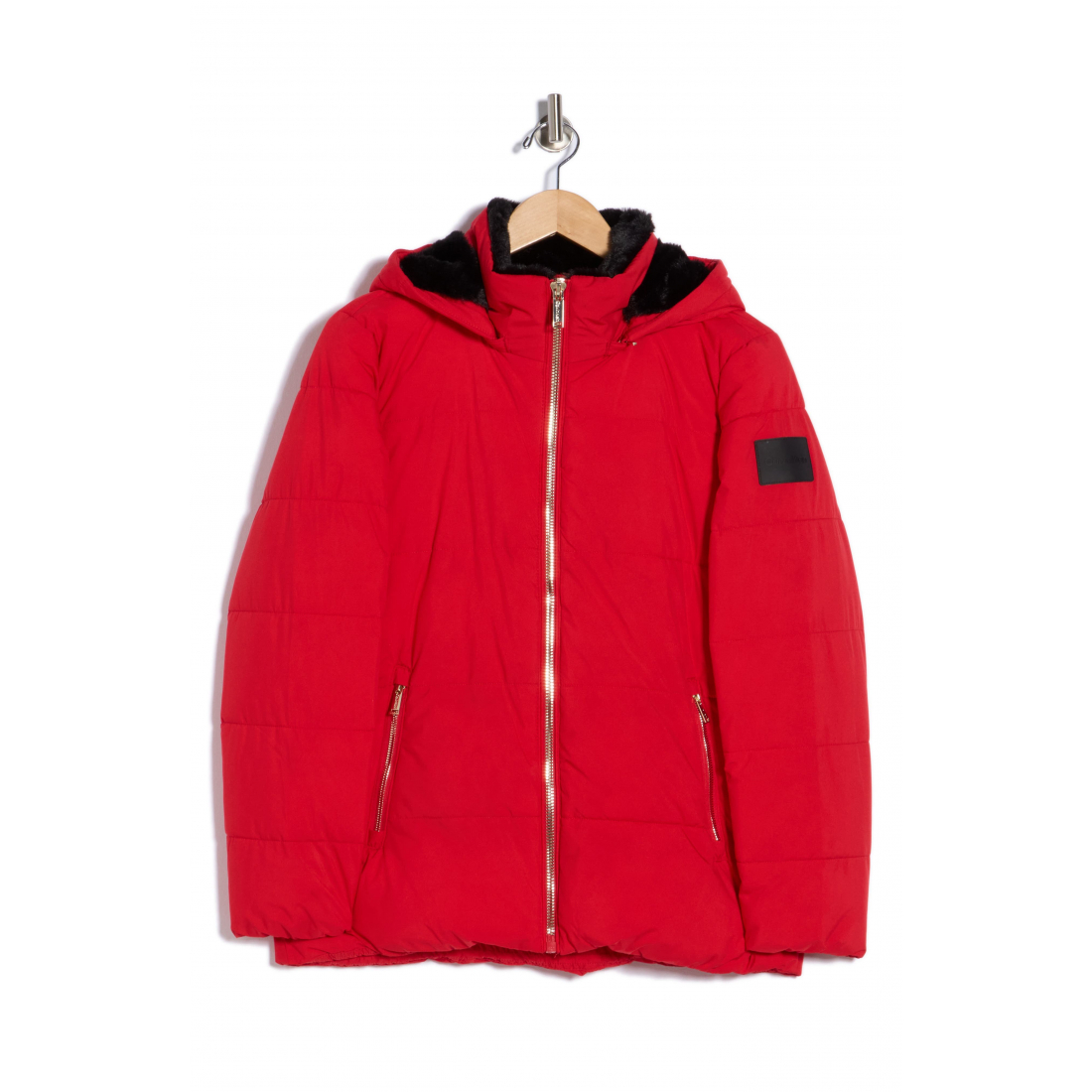 'Faux Fur Lined Hood Puffer Jacket' pour Femmes