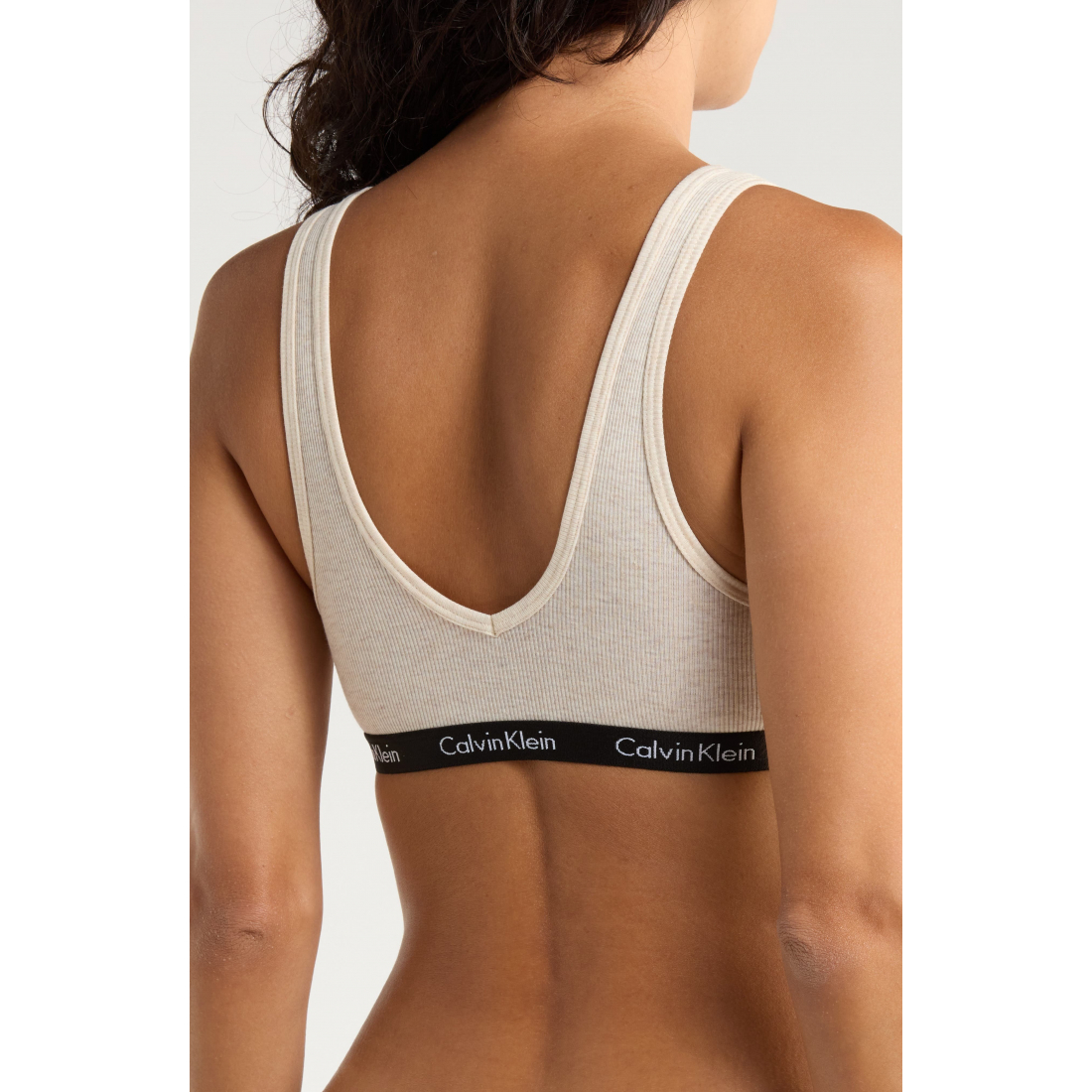 'Lightly Lined Rib Logo Bralette' pour Femmes