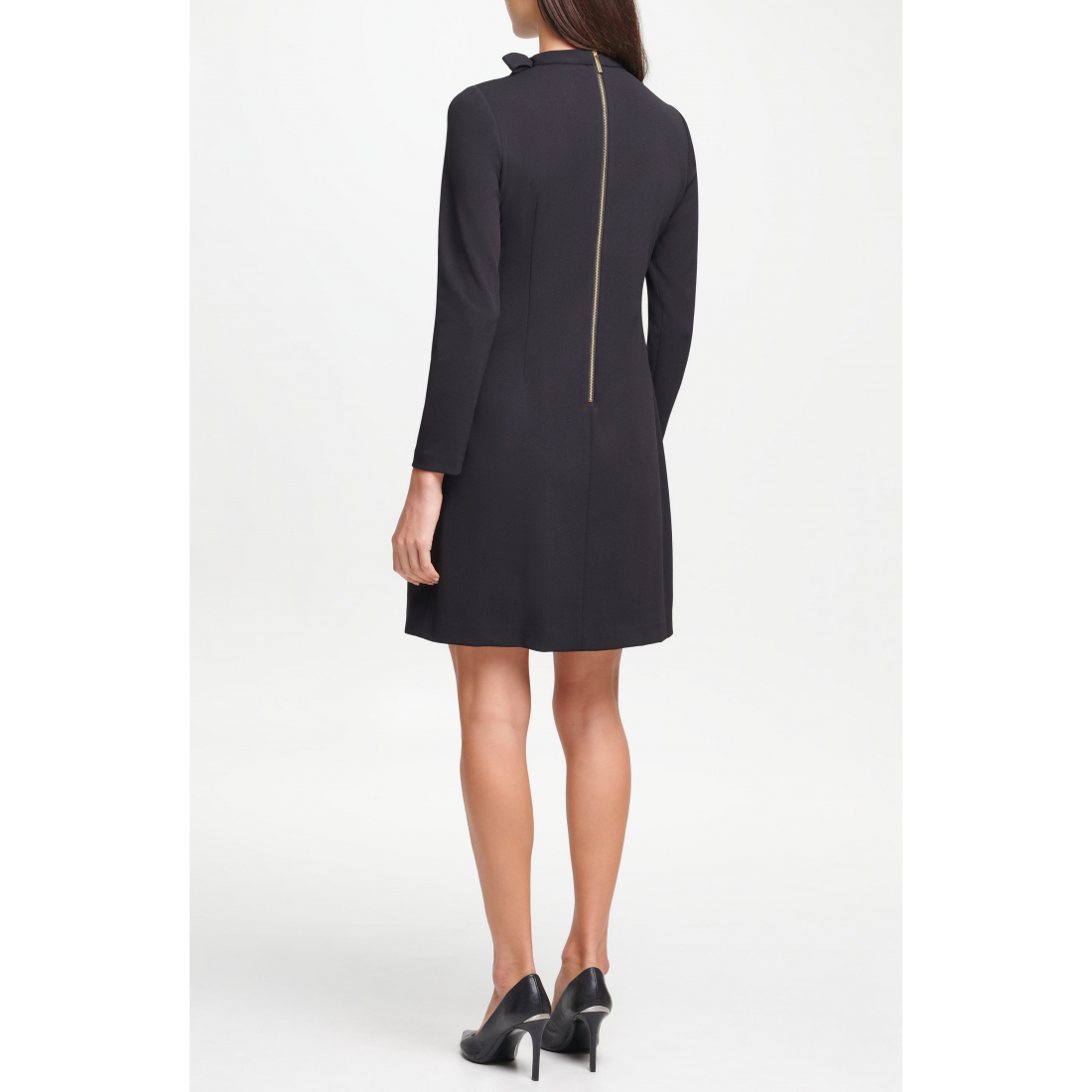 'Tie Neck Long Sleeve Shift Dress' pour Femmes