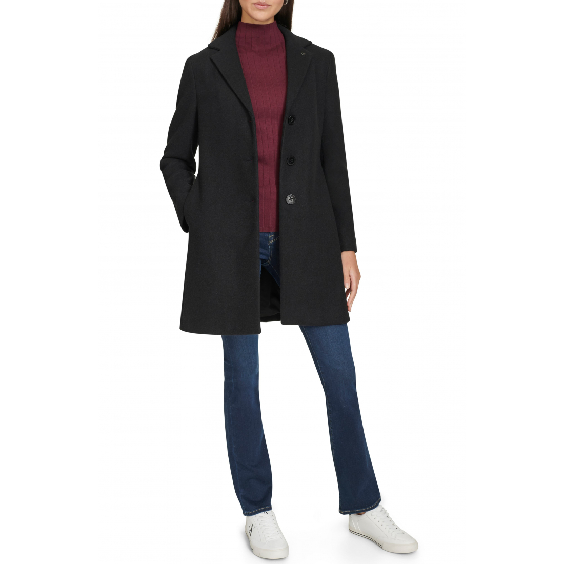'Classic Notch Lapel Coat' pour Femmes