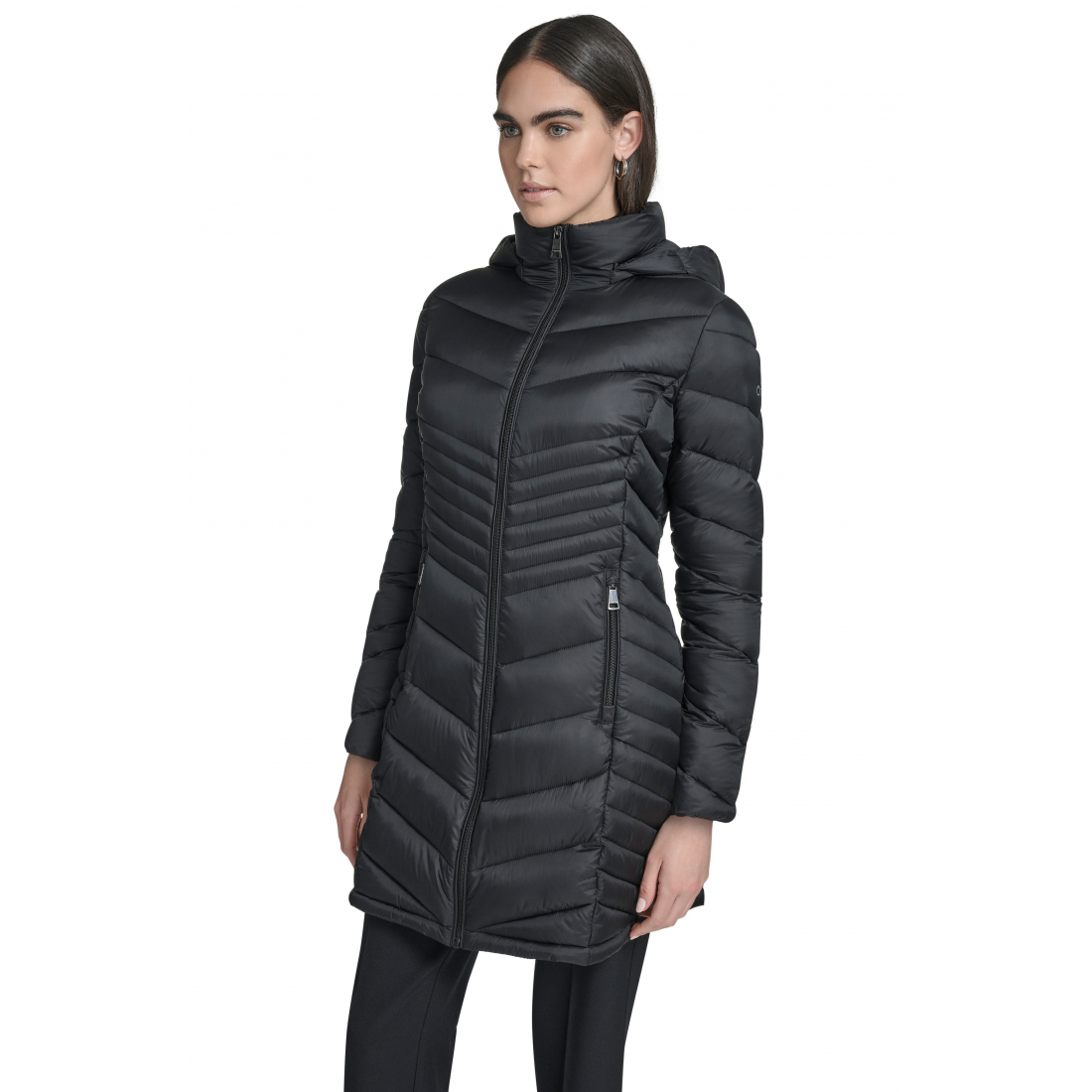 'Water Resistant Chevron Quilted Puffer Jacket' pour Femmes