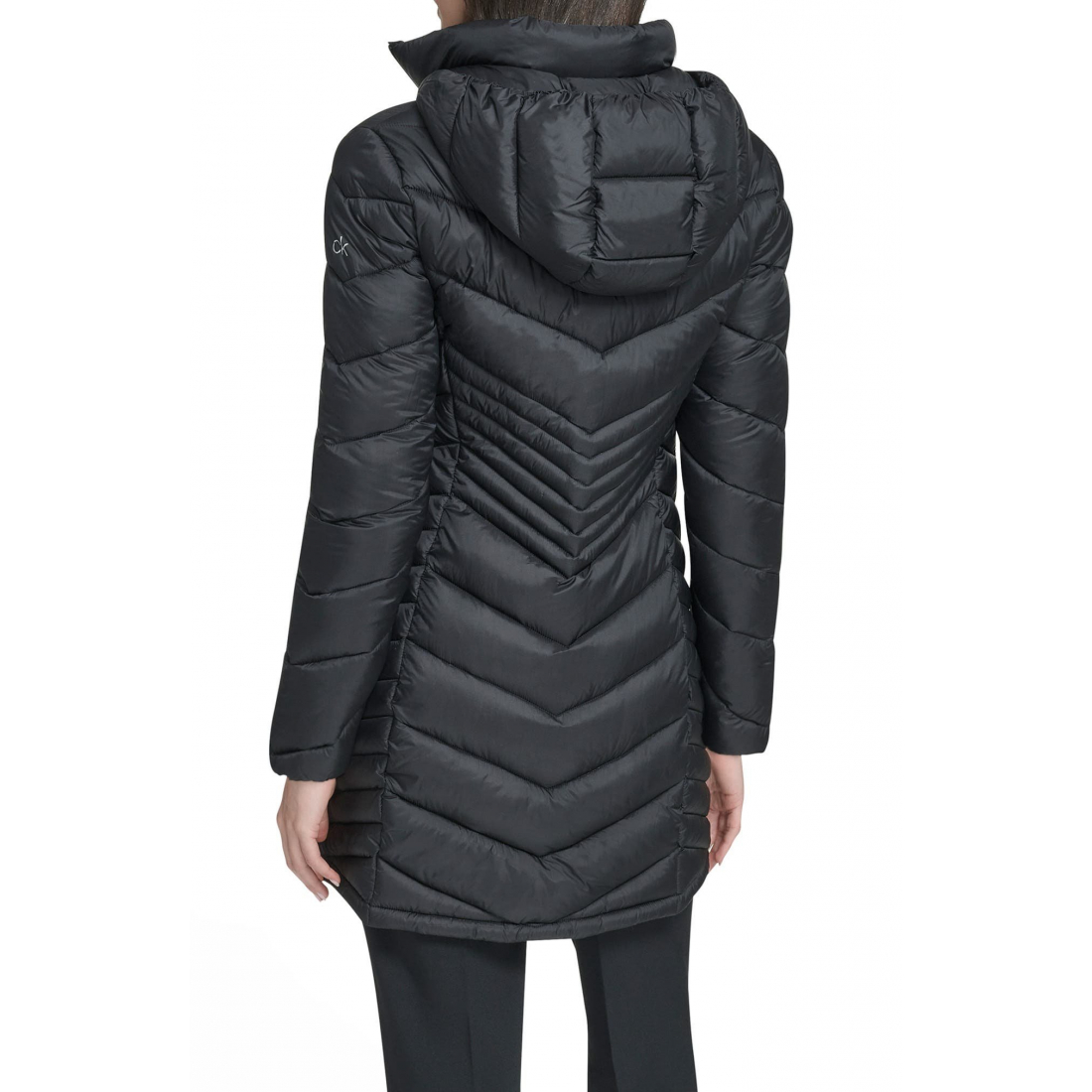 'Water Resistant Chevron Quilted Puffer Jacket' pour Femmes