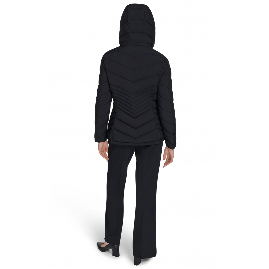 'Water Resistant Chevron Quilted Puffer Jacket' pour Femmes