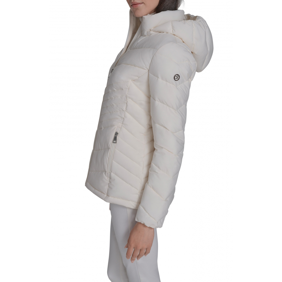 'Water Resistant Chevron Quilted Puffer Jacket' pour Femmes
