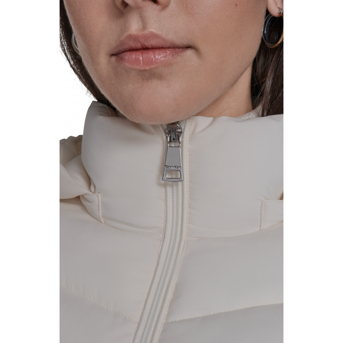 'Water Resistant Chevron Quilted Puffer Jacket' pour Femmes