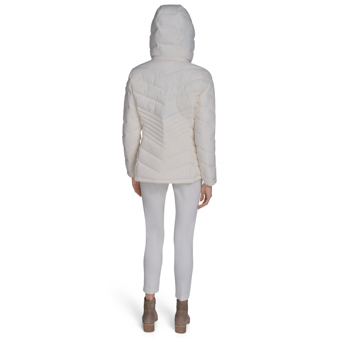 'Water Resistant Chevron Quilted Puffer Jacket' pour Femmes