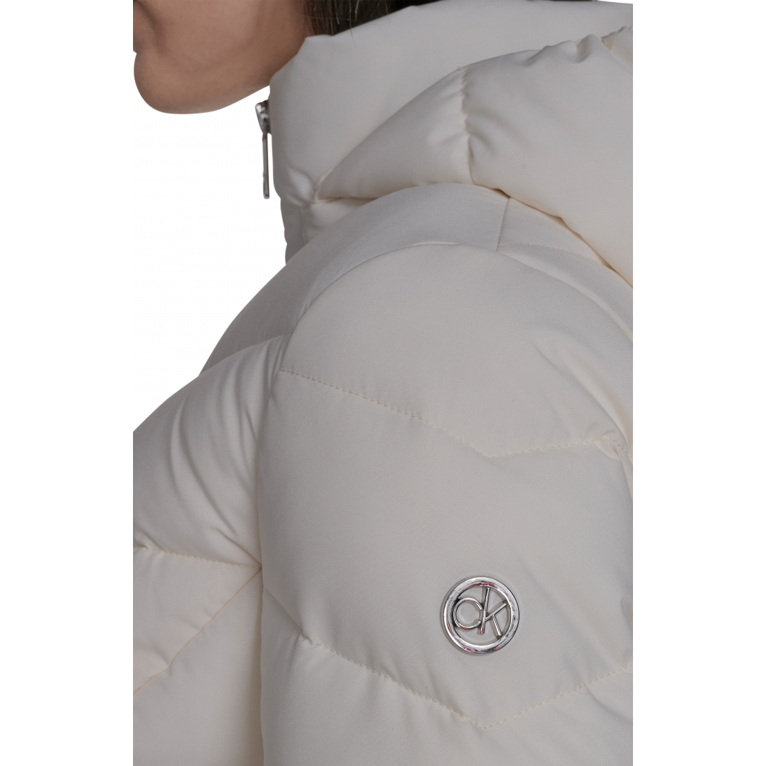 'Water Resistant Chevron Quilted Puffer Jacket' pour Femmes