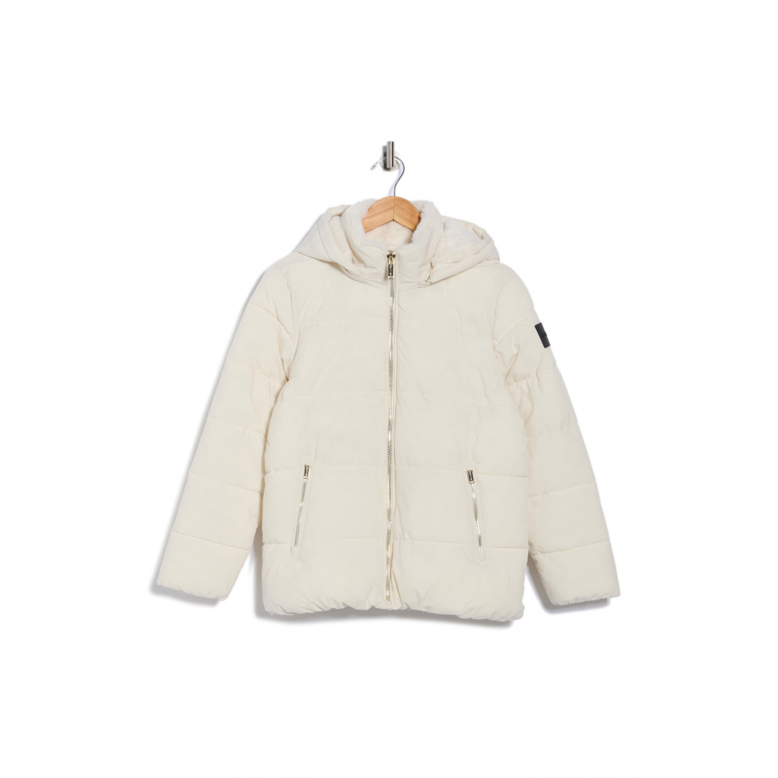 'Faux Fur Lined Hood Puffer Jacket' pour Femmes