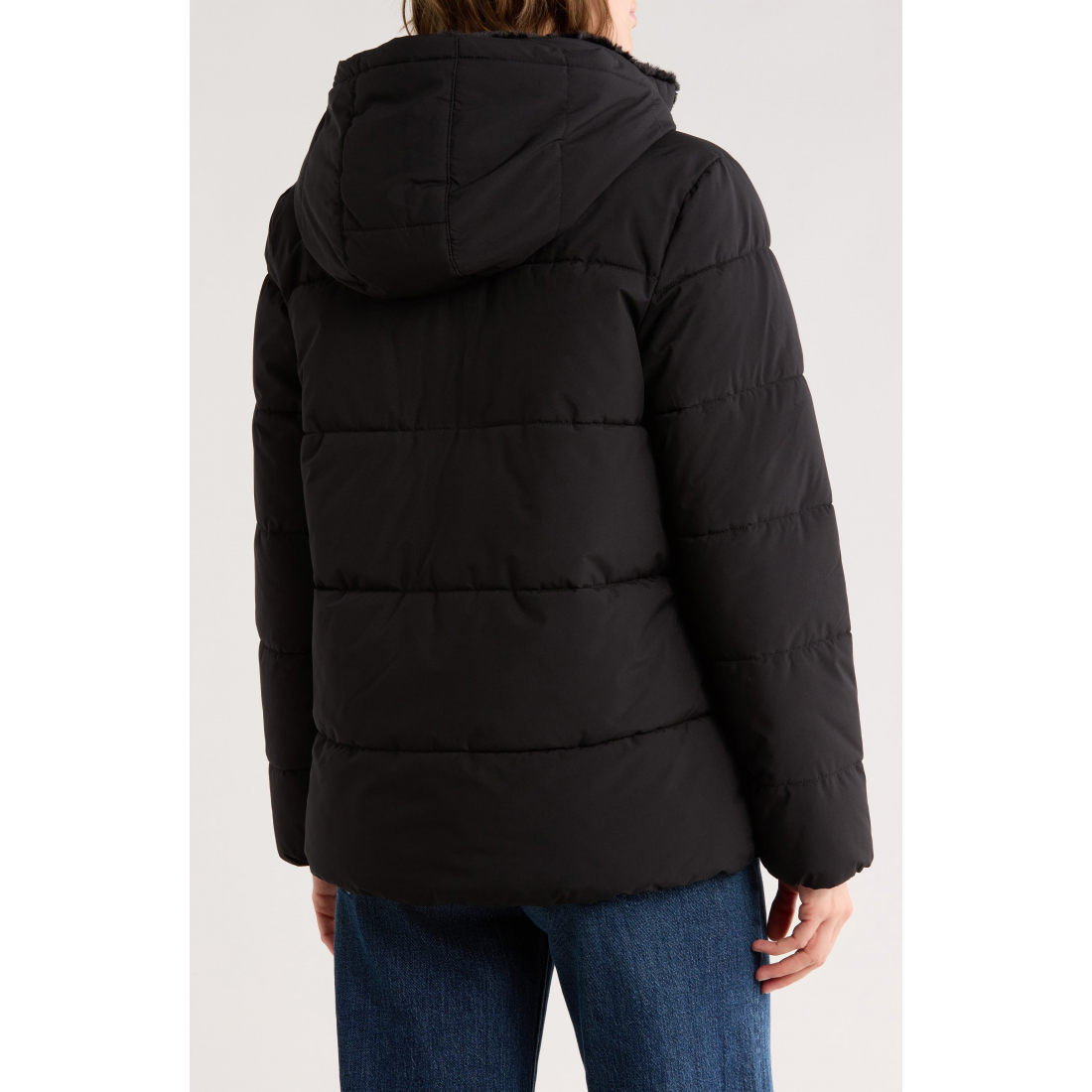 'Faux Fur Lined Hood Puffer Jacket' pour Femmes