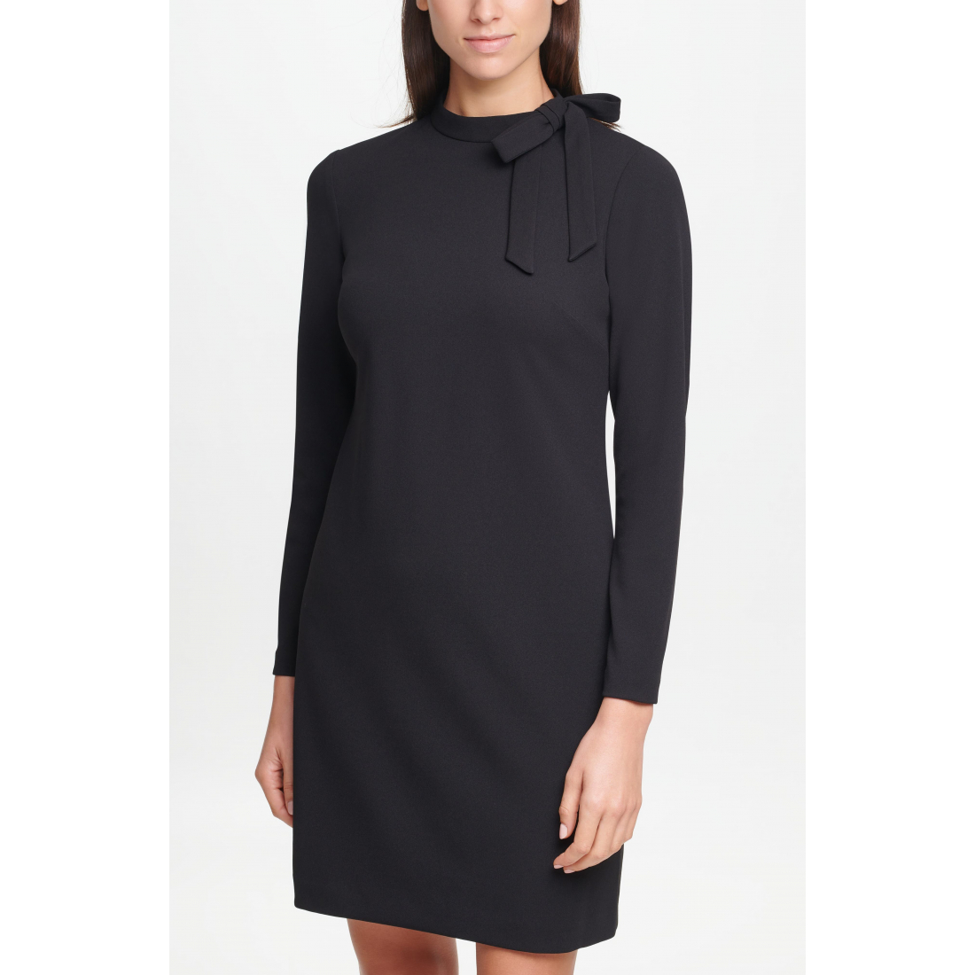 'Tie Neck Long Sleeve Shift Dress' pour Femmes