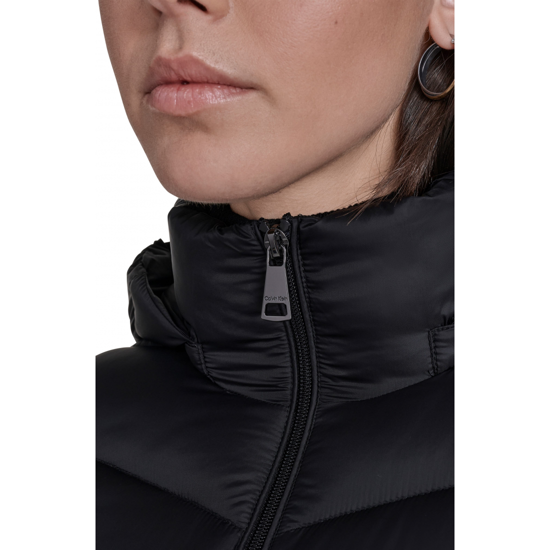 'Water Resistant Chevron Quilted Puffer Jacket' pour Femmes