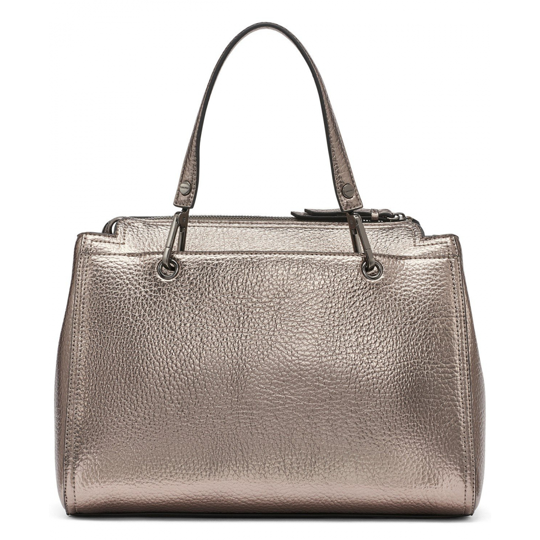 'Garnet Triple Compartment Top Zipper Metallic Satchel' pour Femmes