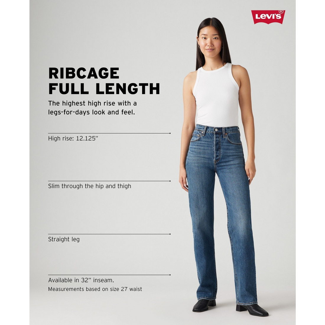 'Ribcage High-Rise Straight-Leg Jeans' pour Femmes