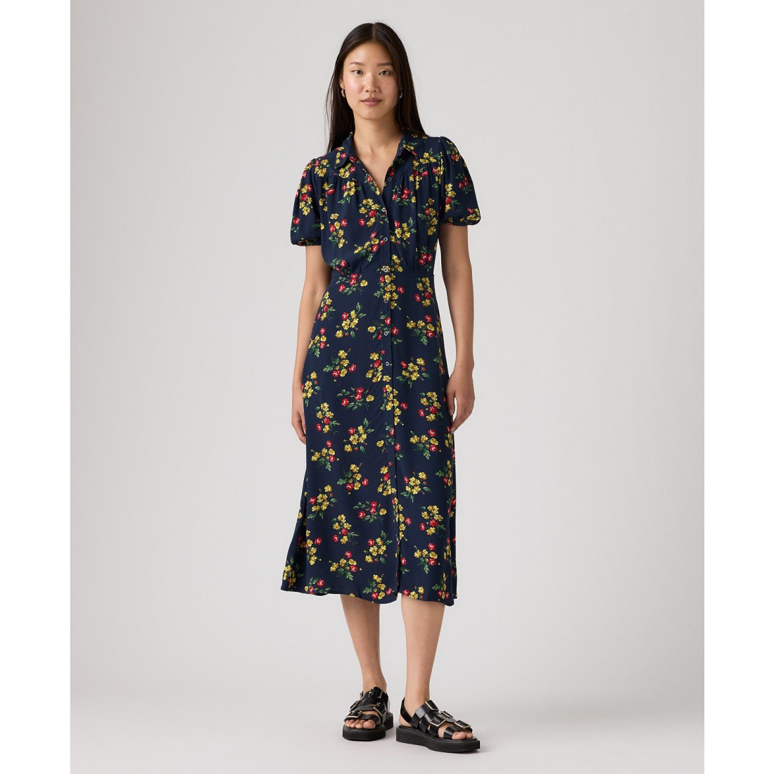 'Premium Rosa Short Sleeve Midi Dress' pour Femmes