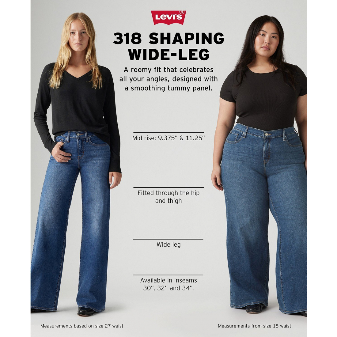 '318 Shaping Stellar-Stretch Wide-Leg Jeans 30