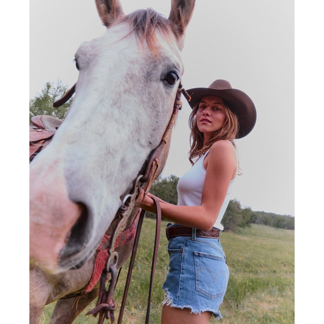 '501 Button Fly Cotton High-Rise Denim Shorts' pour Femmes