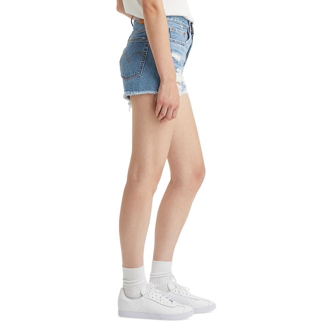 '501 Button Fly Cotton High-Rise Denim Shorts' pour Femmes