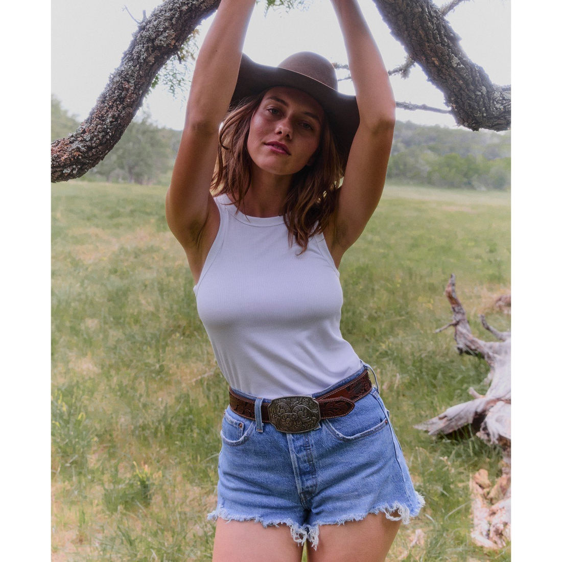 '501 Button Fly Cotton High-Rise Denim Shorts' pour Femmes