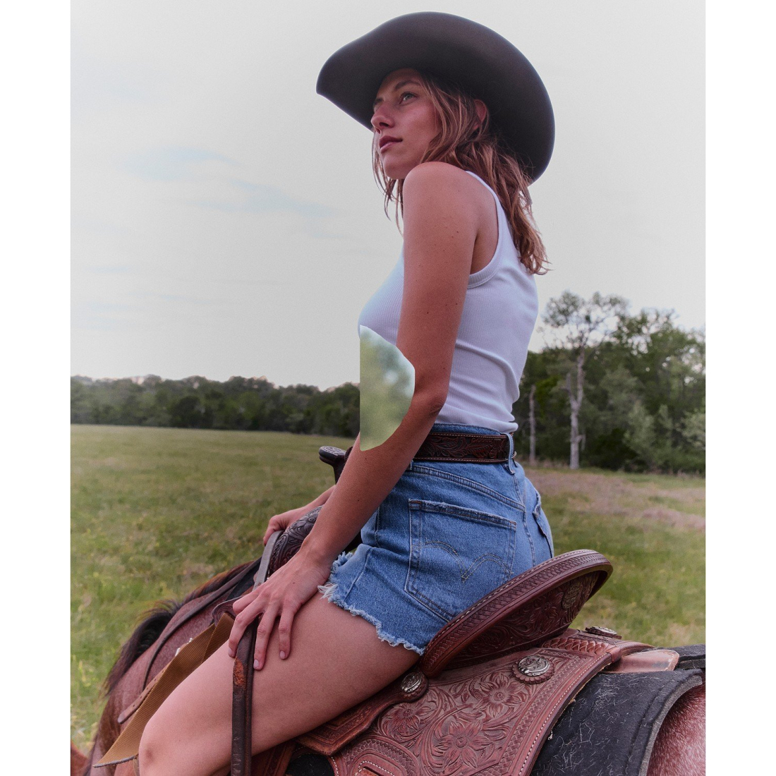 '501 Button Fly Cotton High-Rise Denim Shorts' pour Femmes