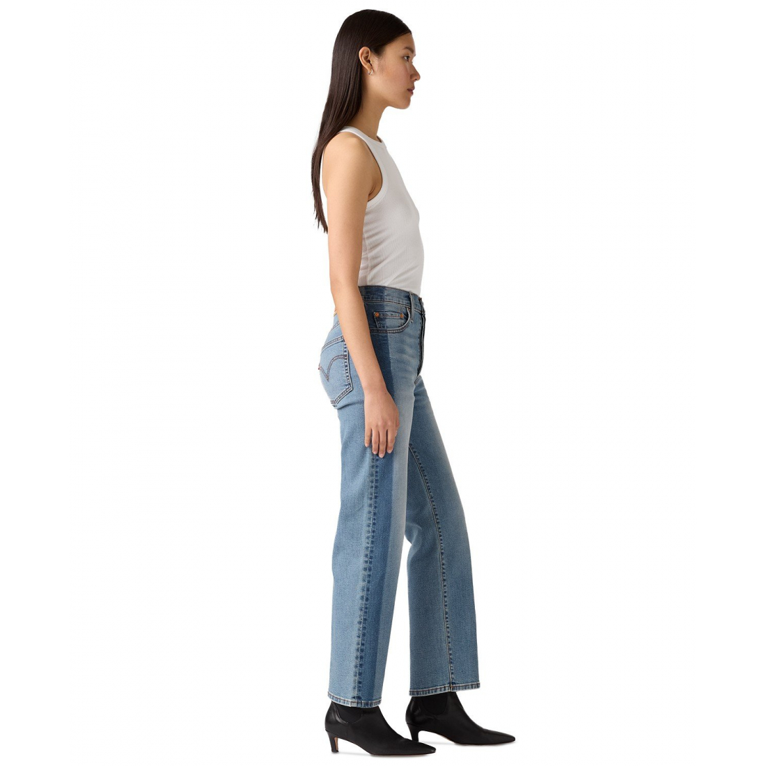 'Rib cage High Rise Straight Ankle Jeans' pour Femmes