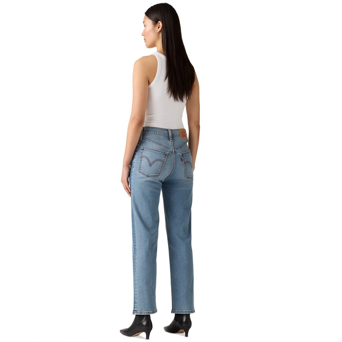 'Rib cage High Rise Straight Ankle Jeans' pour Femmes
