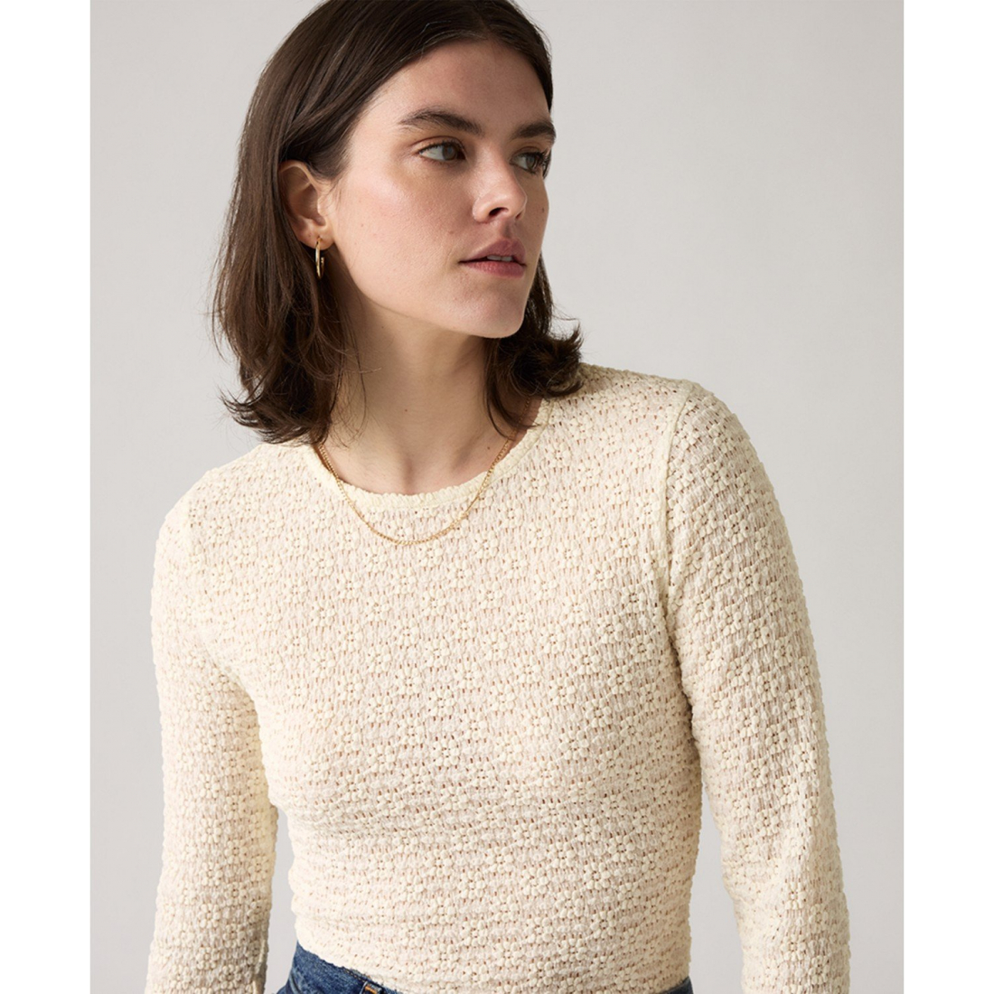 'Premium Anika Crewneck Long Sleeve Top' pour Femmes