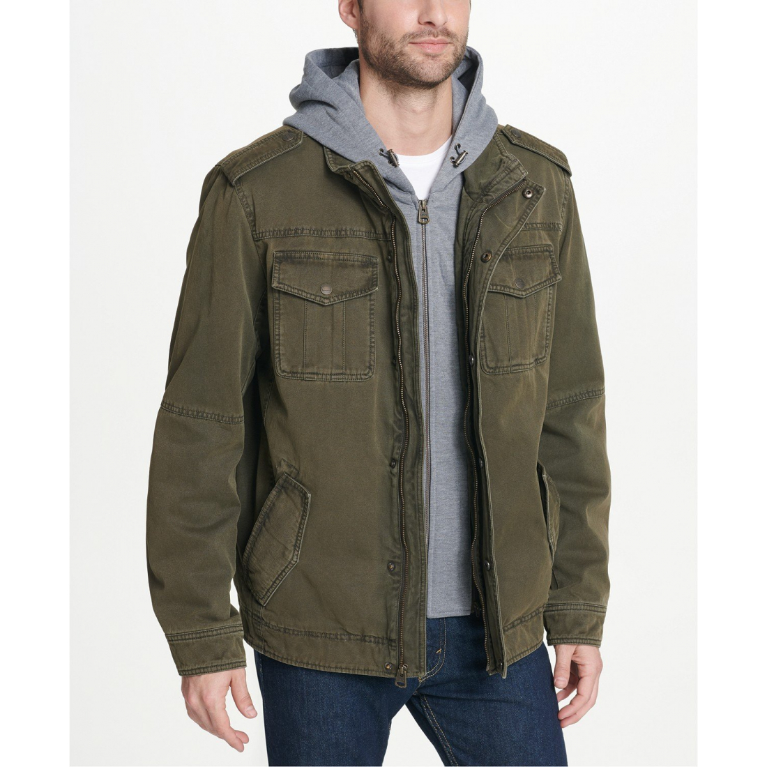 'Men’s Sherpa Lined Two Pocket Hooded Trucker Jacket' pour Hommes