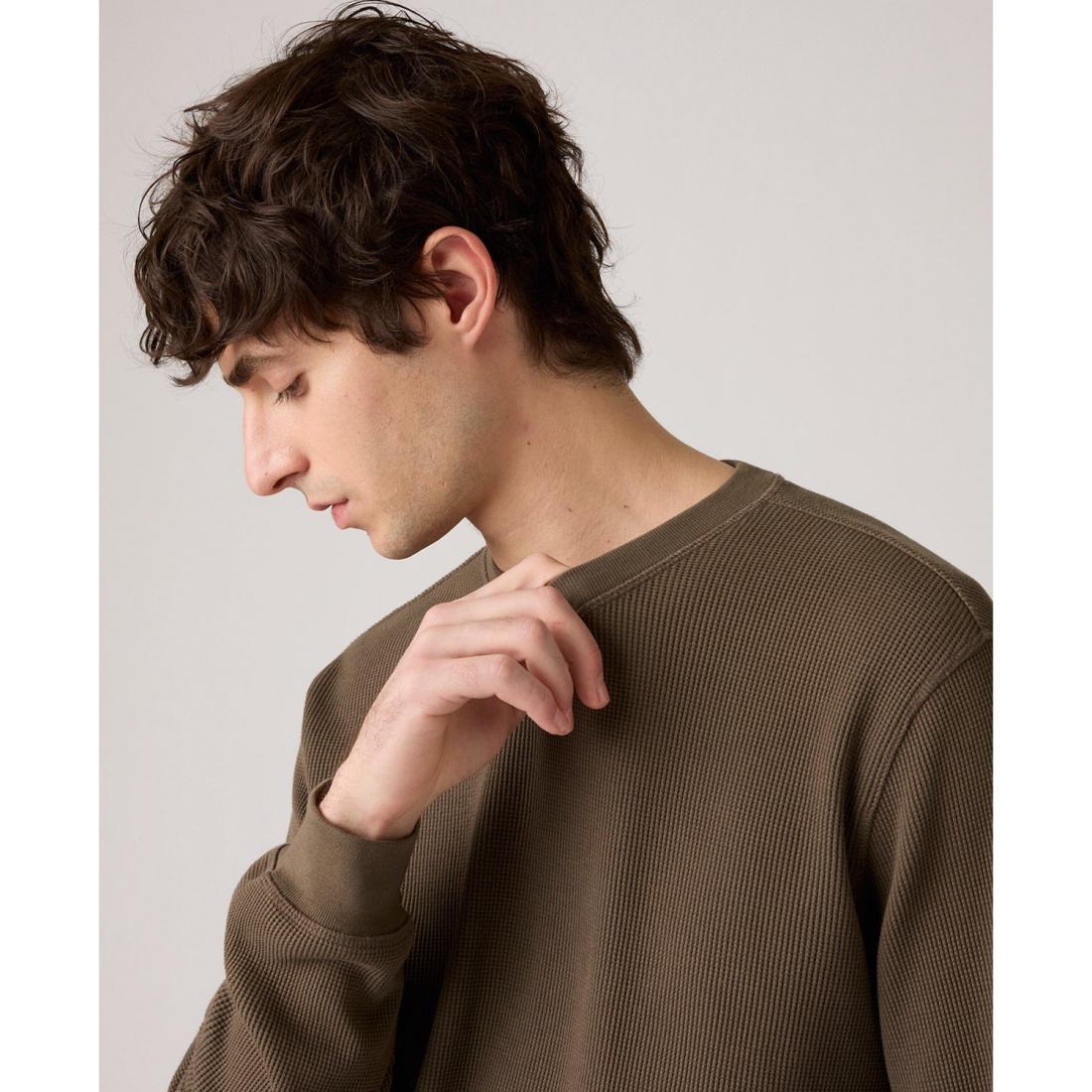 'Waffle Knit Thermal Long Sleeve T-Shirt' pour Hommes