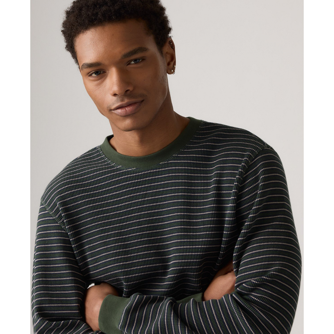 'Waffle Knit Thermal Long Sleeve T-Shirt' pour Hommes