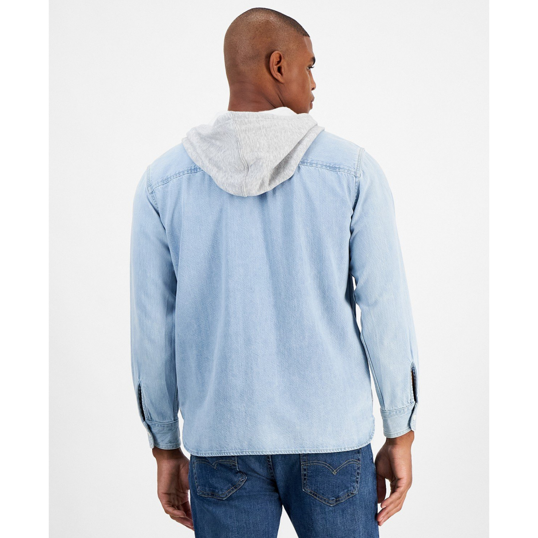 'Relaxed-Fit Hooded Denim Shirt Jacket' pour Hommes