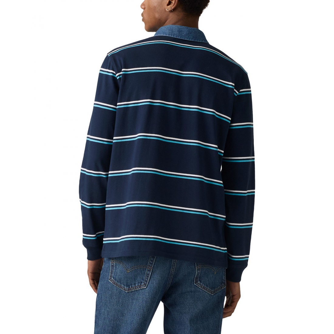 'Relaxed-Fit Long Sleeve Striped Rugby Polo Shirt' pour Hommes